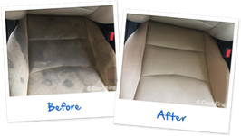 Car seat cleaning before and after