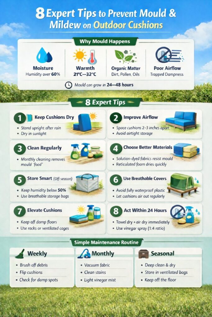  8 Expert Tips to Prevent Mould & Mildew on Outdoor Cushions