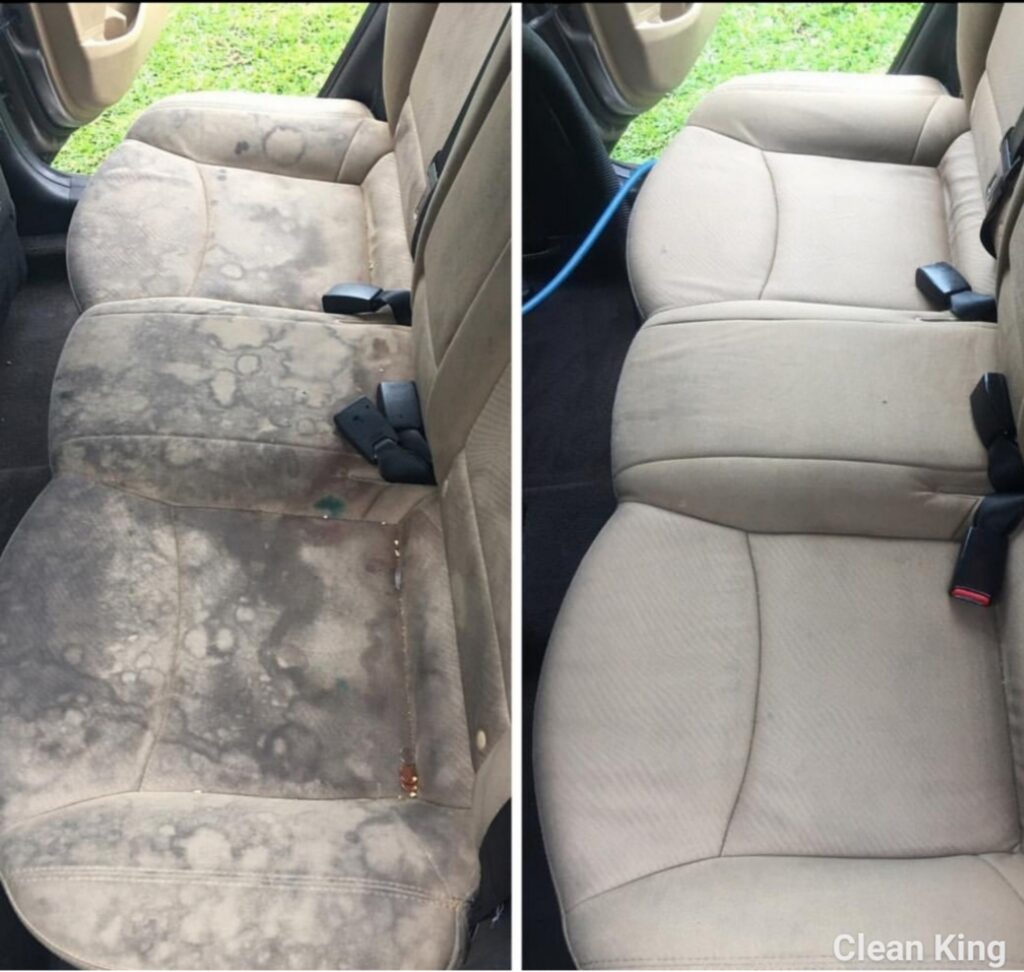 Car seat cleaning before & after