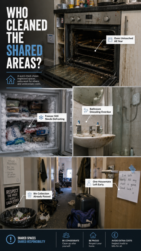 cleaned the shared areas