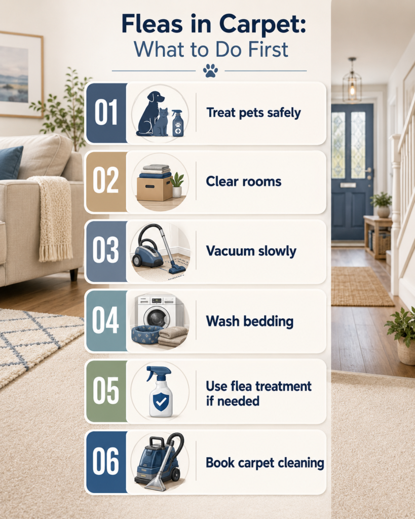 fleas in carpet: what to do first
